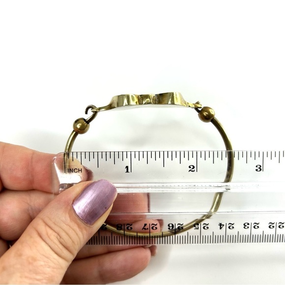 Artisan Made in Greece Inlay Stones Brass Bangle - Picture 16 of 16